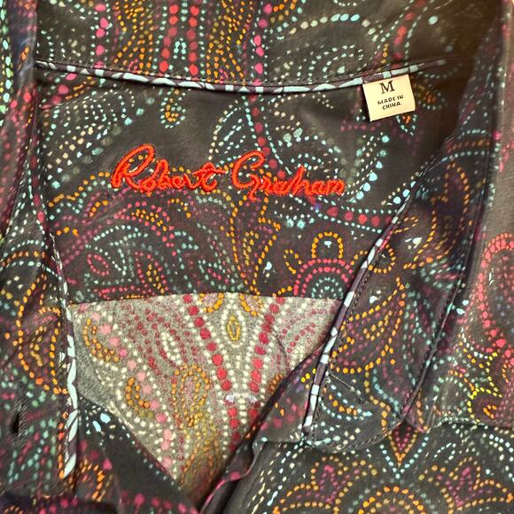 NWT Robert Graham Gabriela Silk-Blend Shirt Women’s Medium Multi WR22111 - Picture 11 of 15